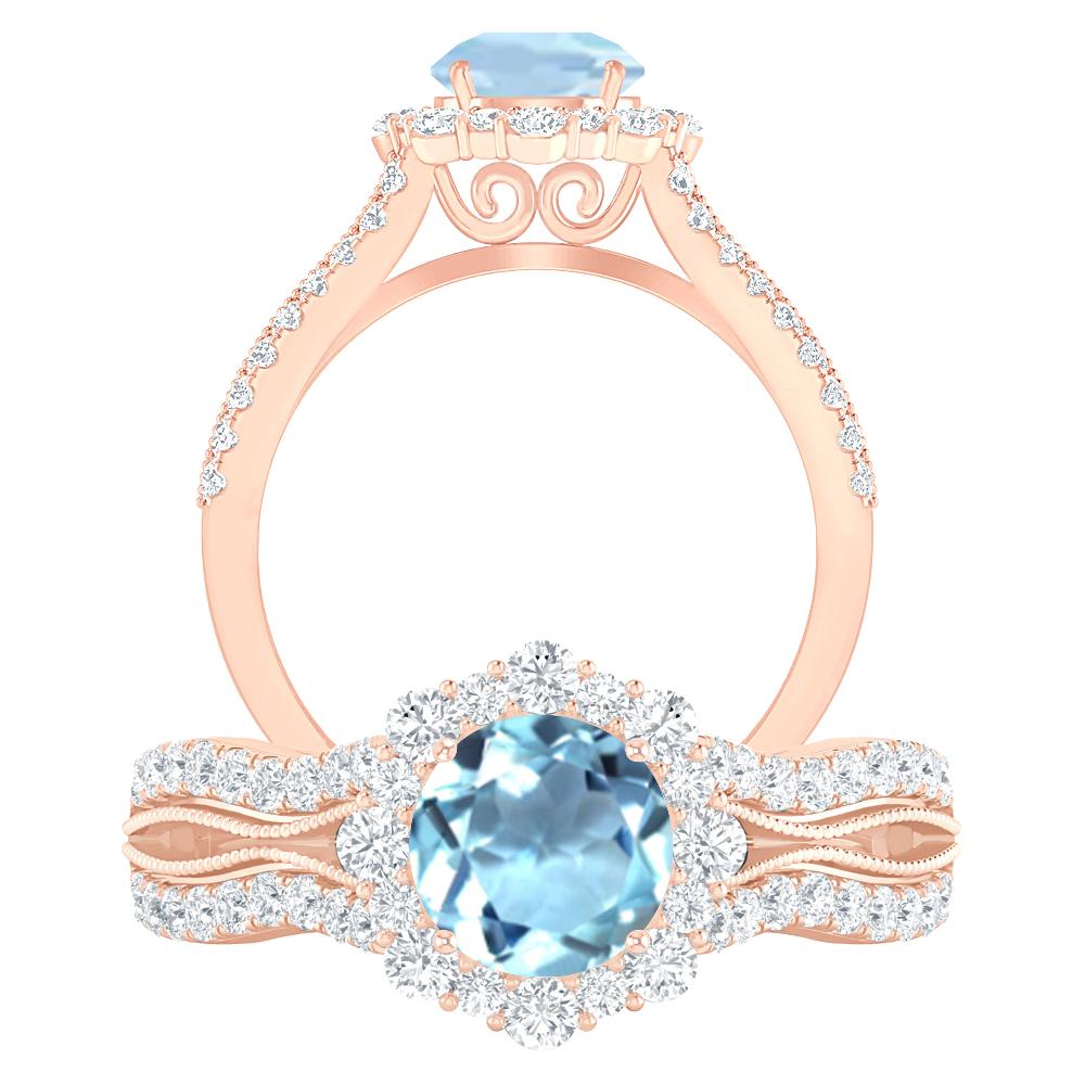 Rose Gold - Aquamarine