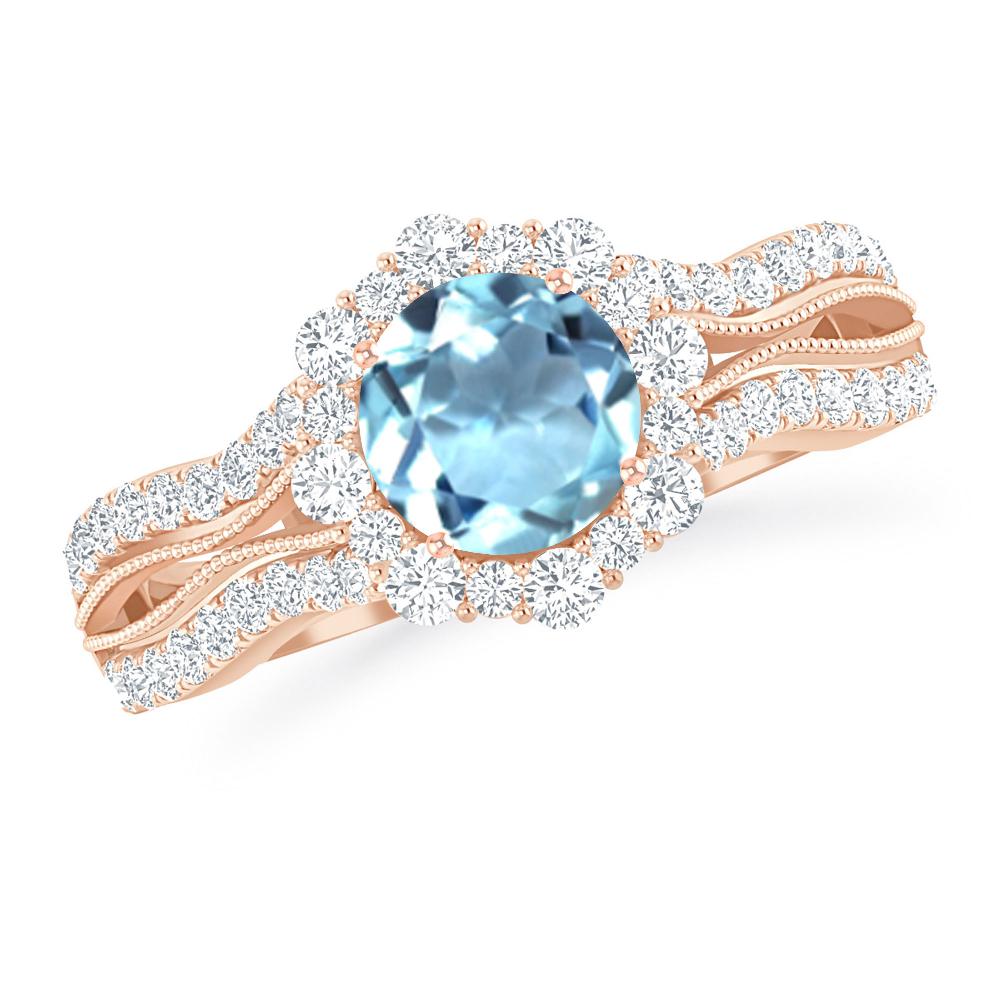 Rose Gold - Aquamarine