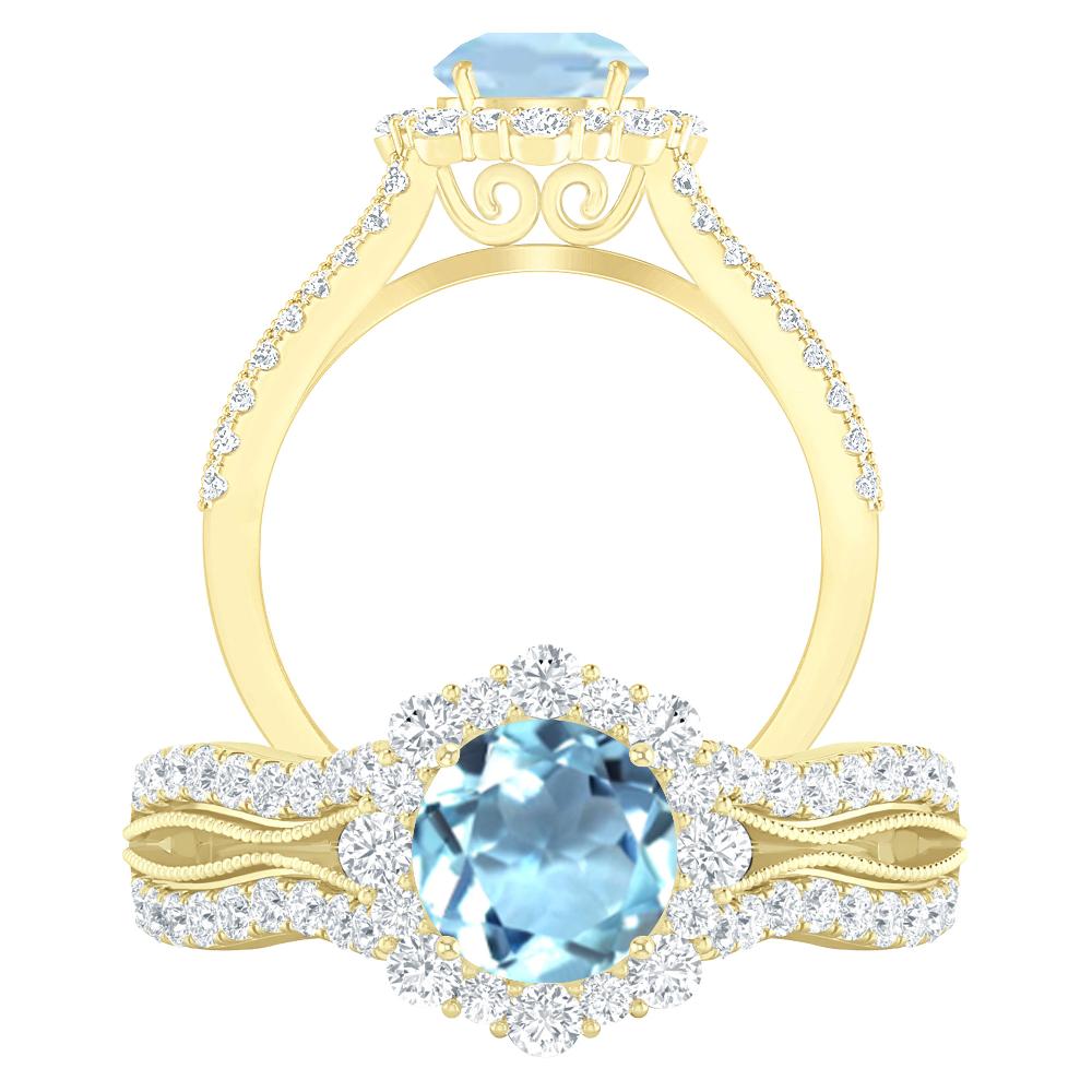 Yellow Gold - Aquamarine