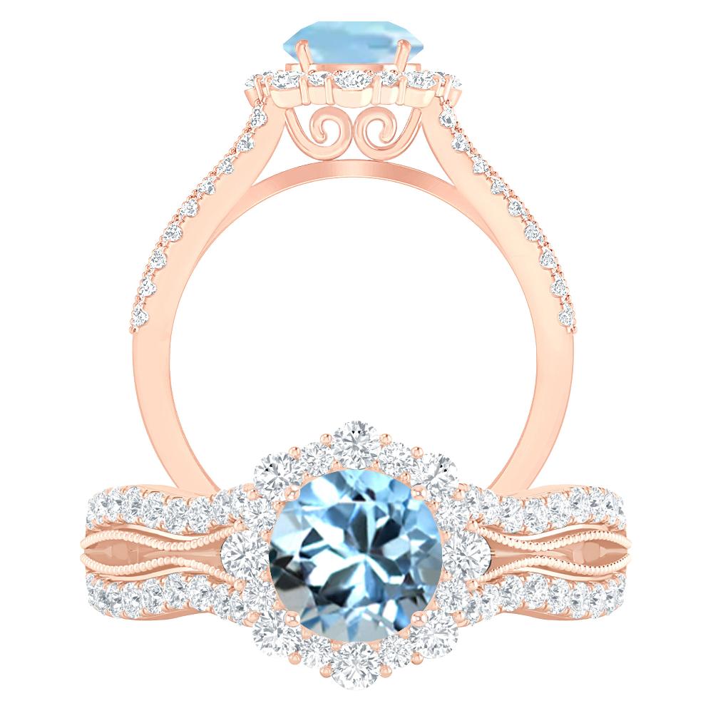 Rose Gold - Aquamarine