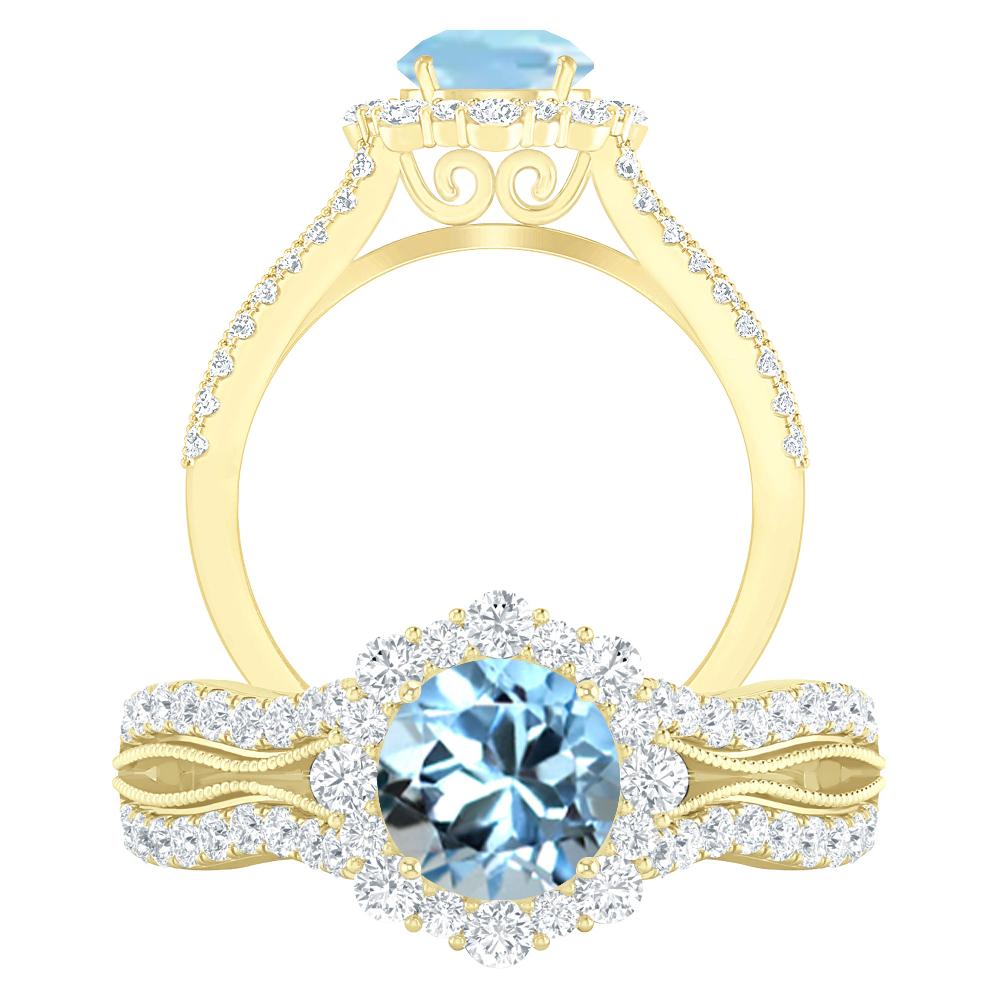 Yellow Gold - Aquamarine