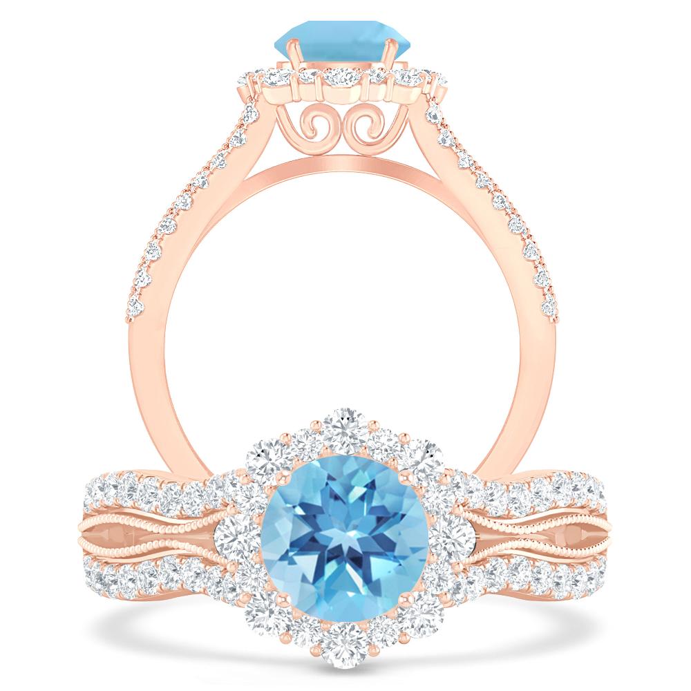 Rose Gold - Blue Topaz