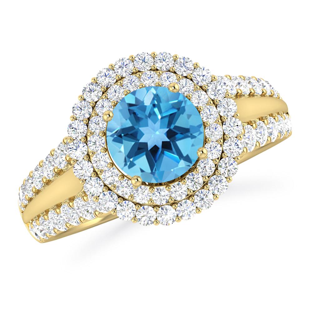 Yellow Gold - Blue Topaz