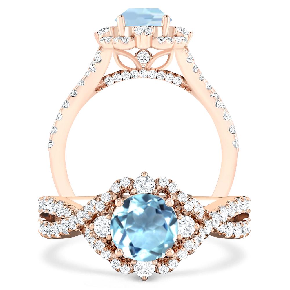 Rose Gold - Aquamarine