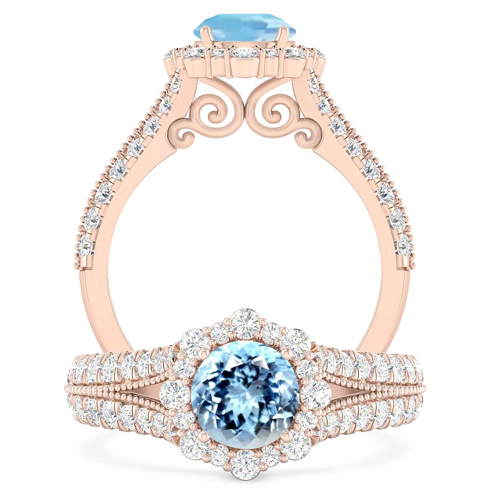 Rose Gold - Aquamarine
