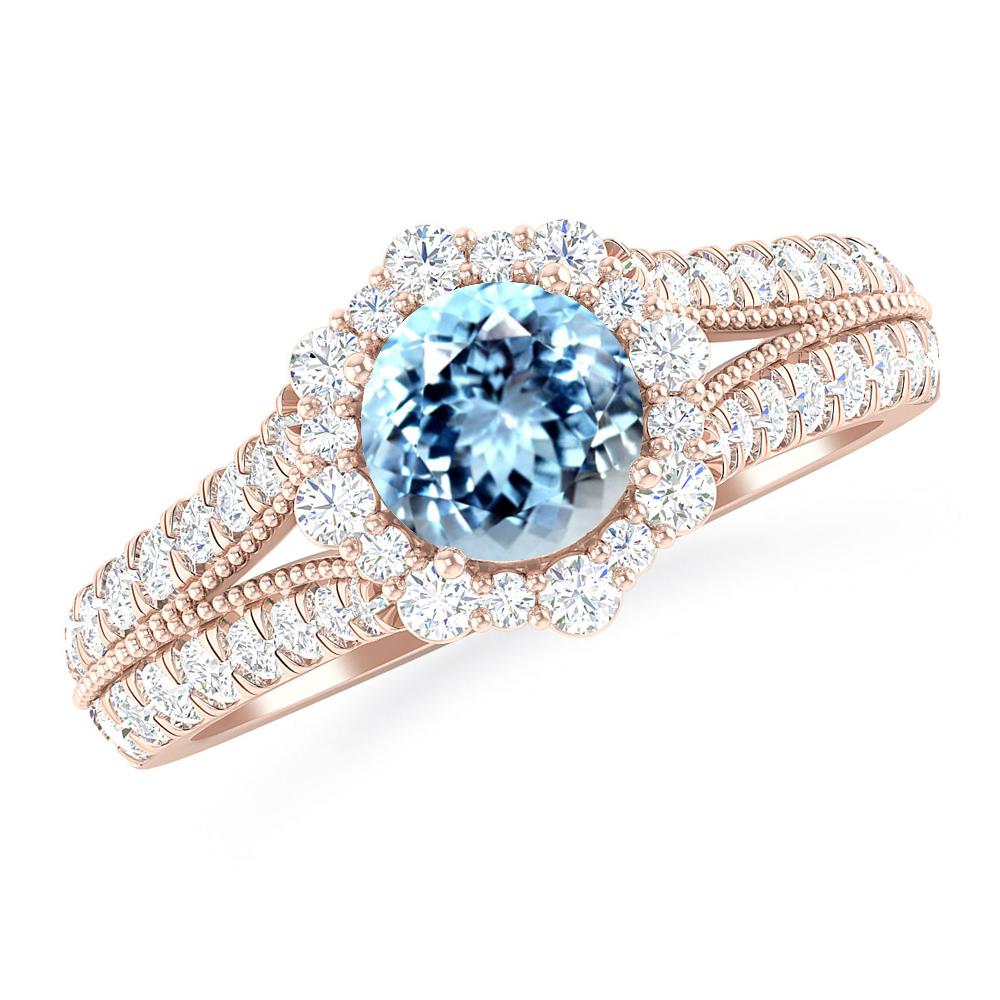 Rose Gold - Aquamarine