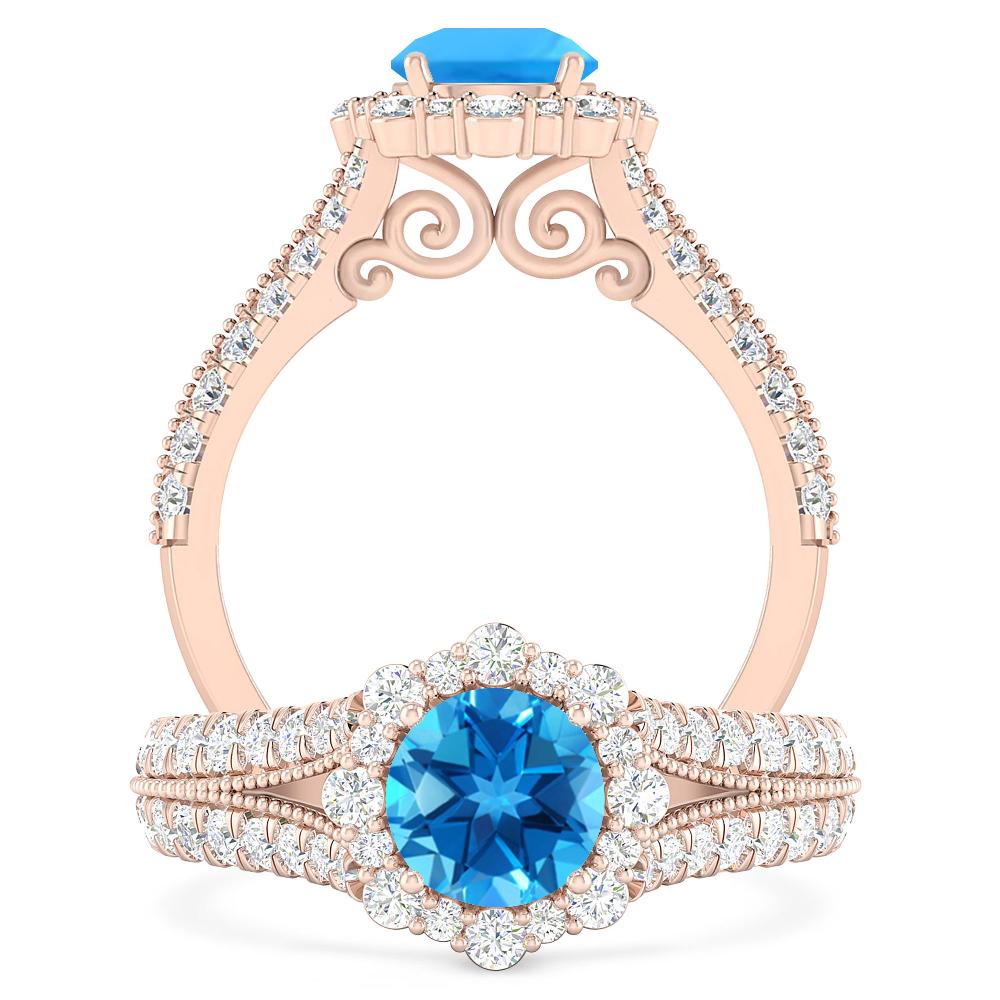 Rose Gold - Blue Topaz