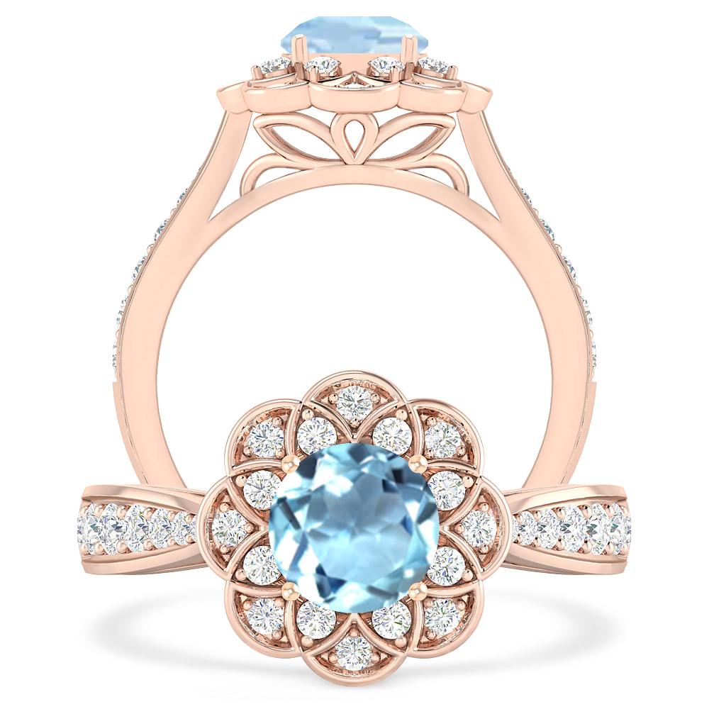 Rose Gold - Aquamarine