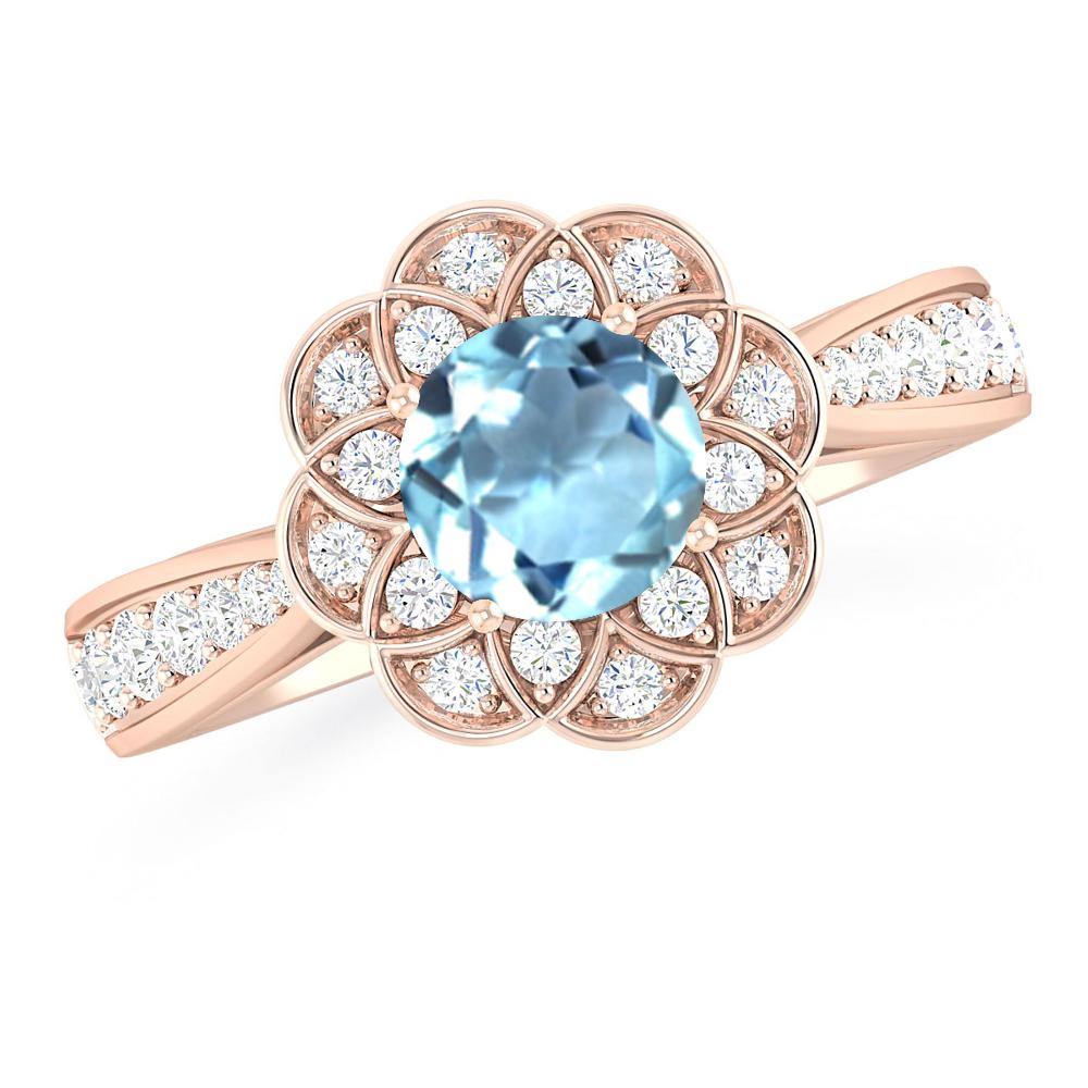 Rose Gold - Aquamarine