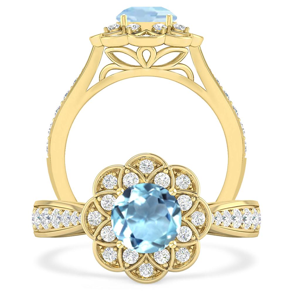 Yellow Gold - Aquamarine