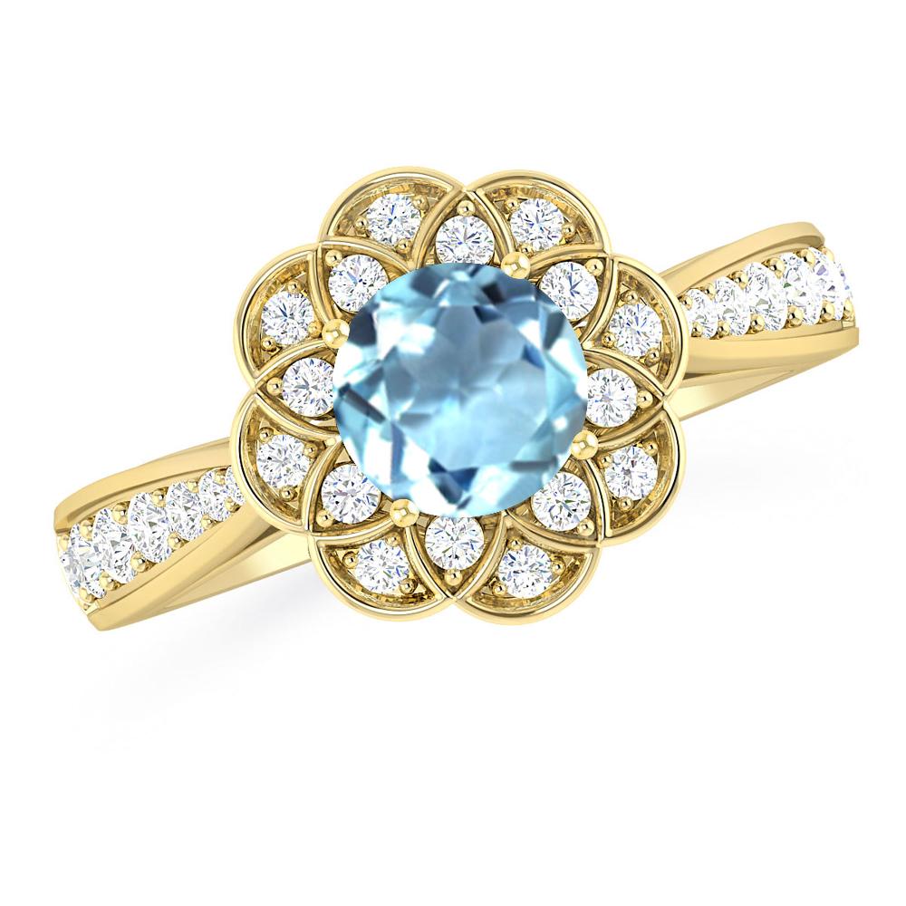 Yellow Gold - Aquamarine