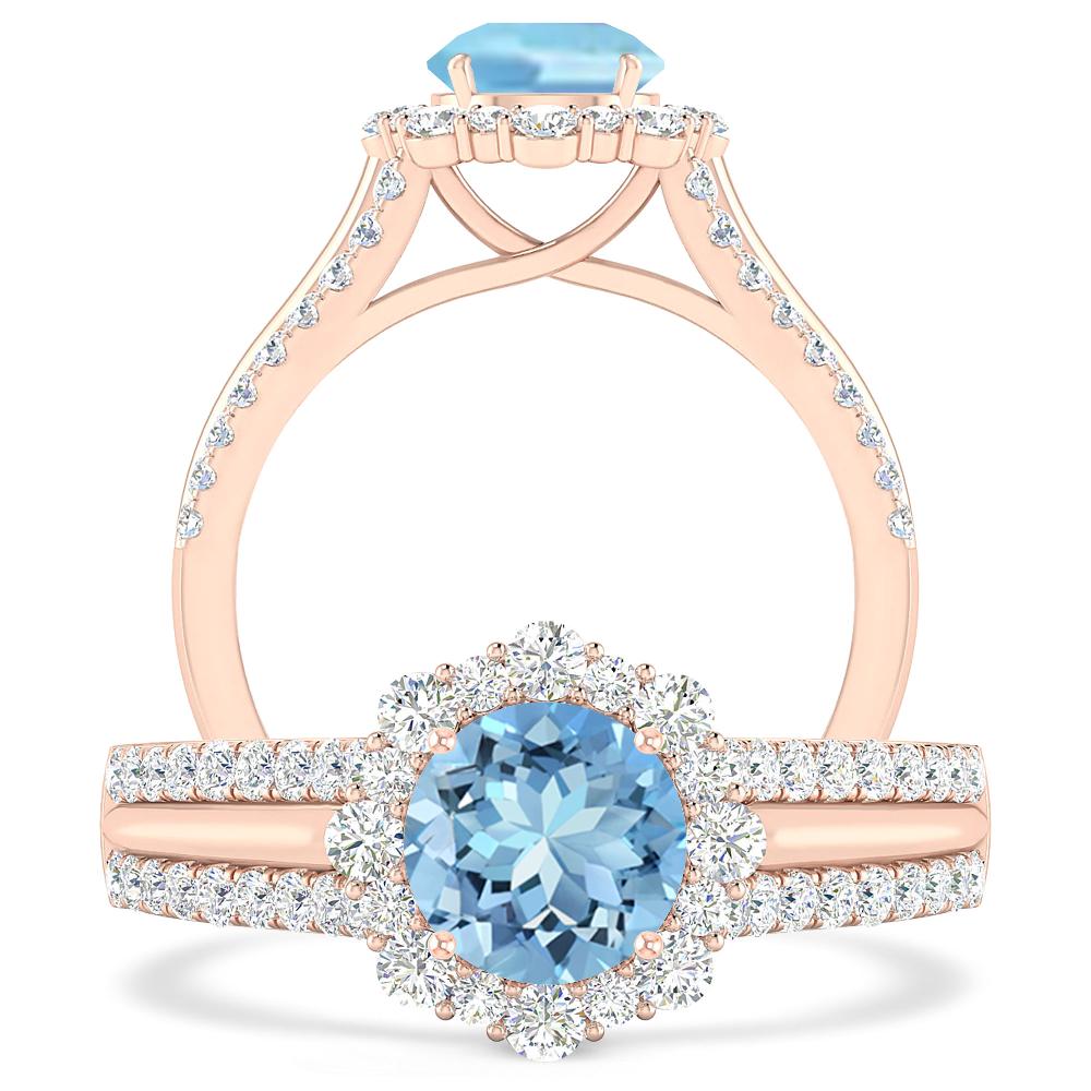 Rose Gold - Aquamarine