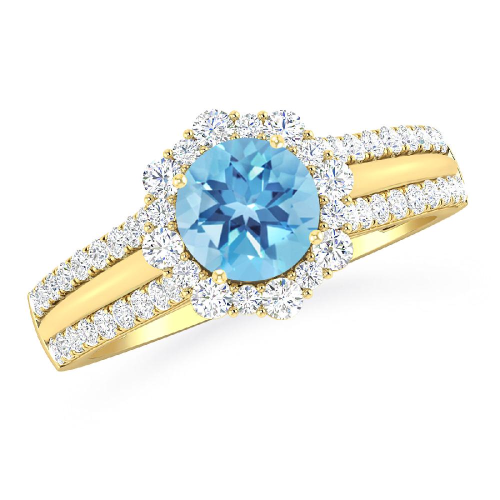 Yellow Gold - Blue Topaz