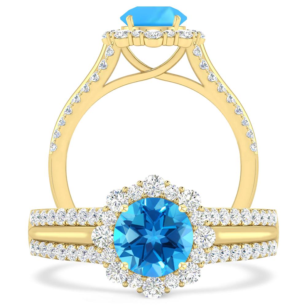 Yellow Gold - Blue Topaz