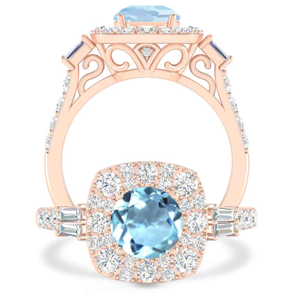 Rose Gold - Aquamarine