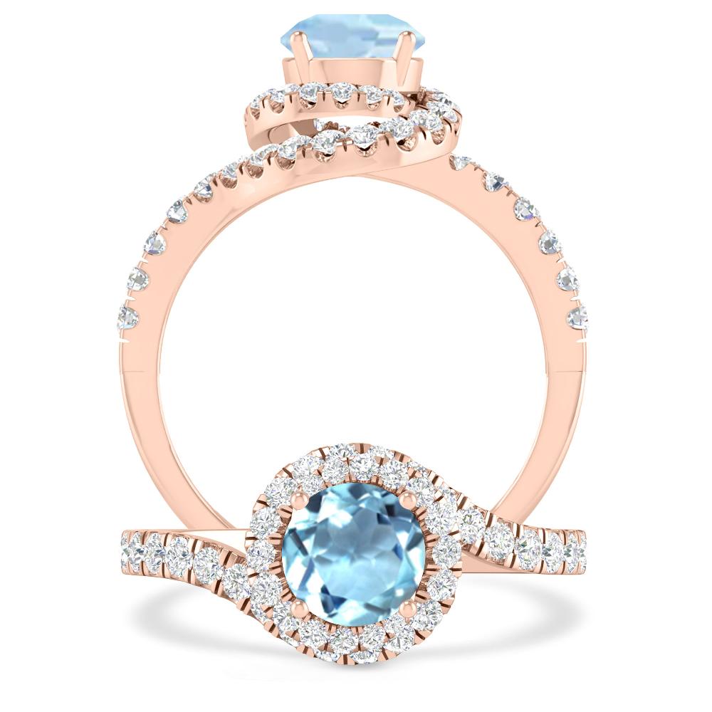 Rose Gold - Aquamarine