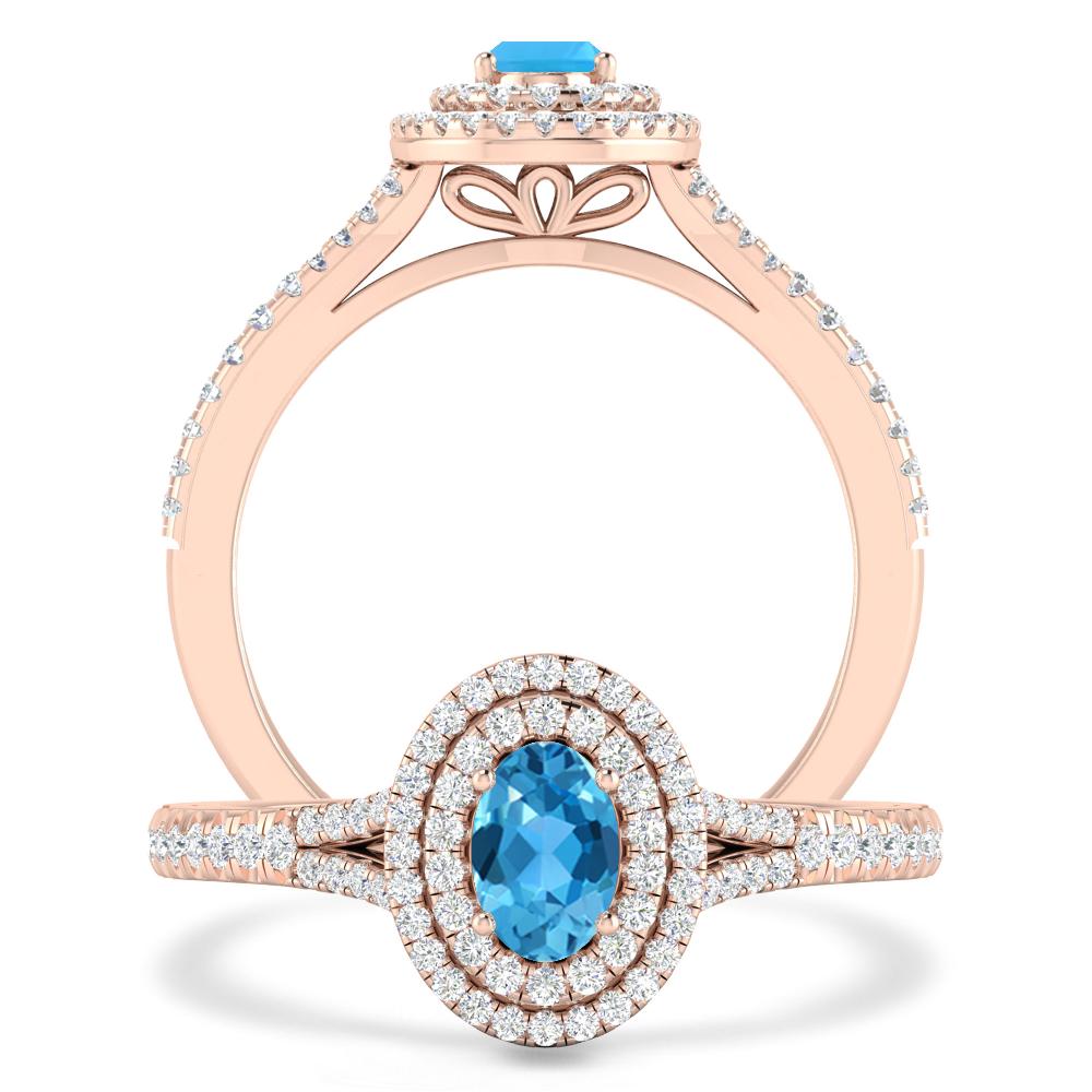 Rose Gold - Blue Topaz