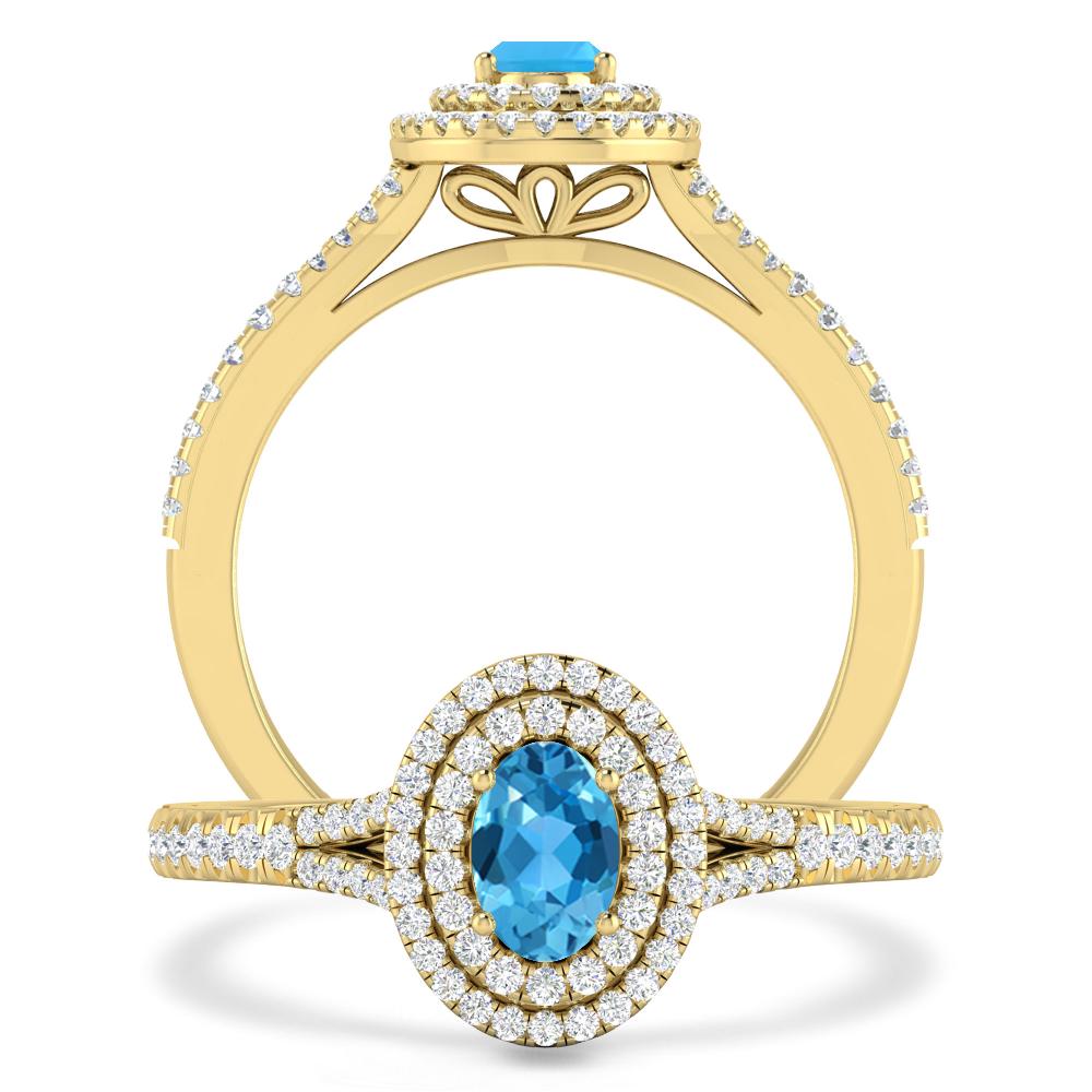 Yellow Gold - Blue Topaz
