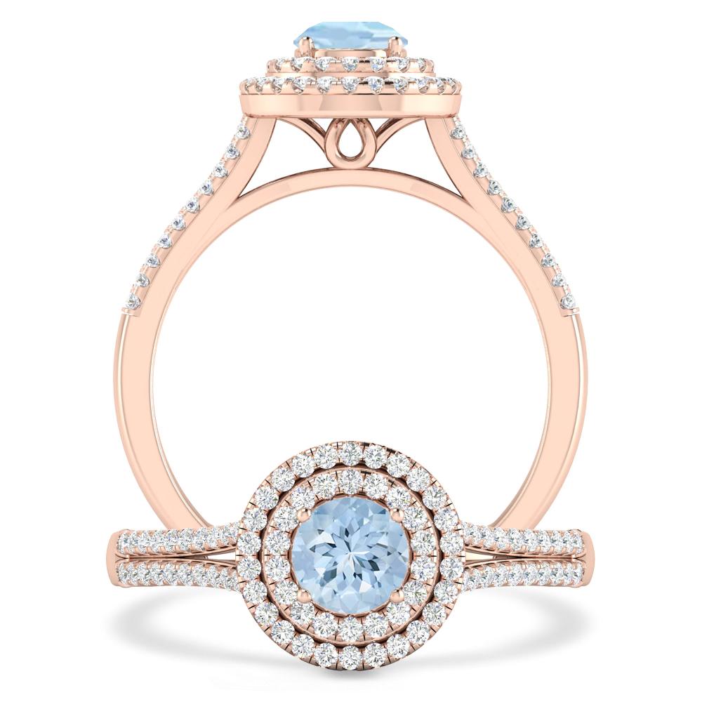 Rose Gold - Aquamarine