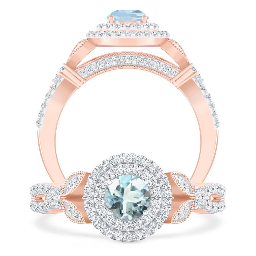 Rose Gold - Aquamarine