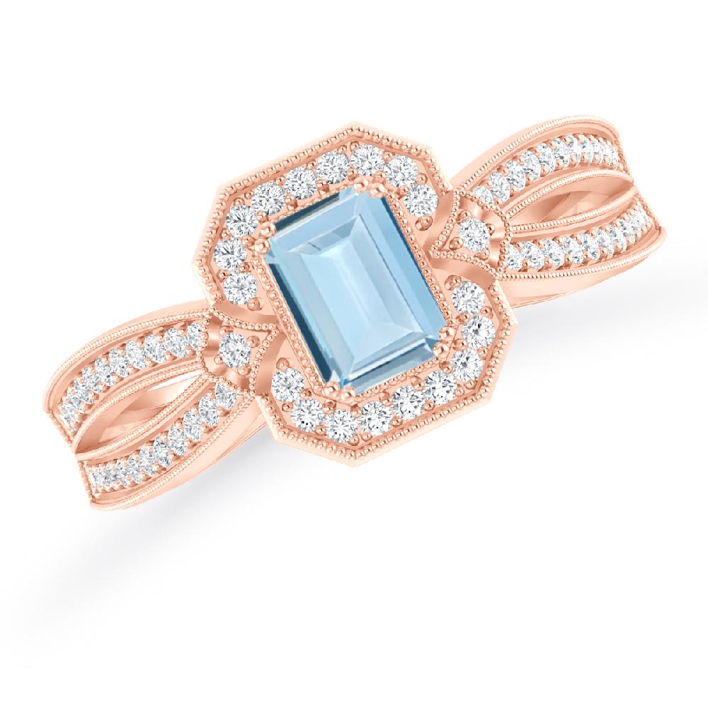 Rose Gold - Aquamarine