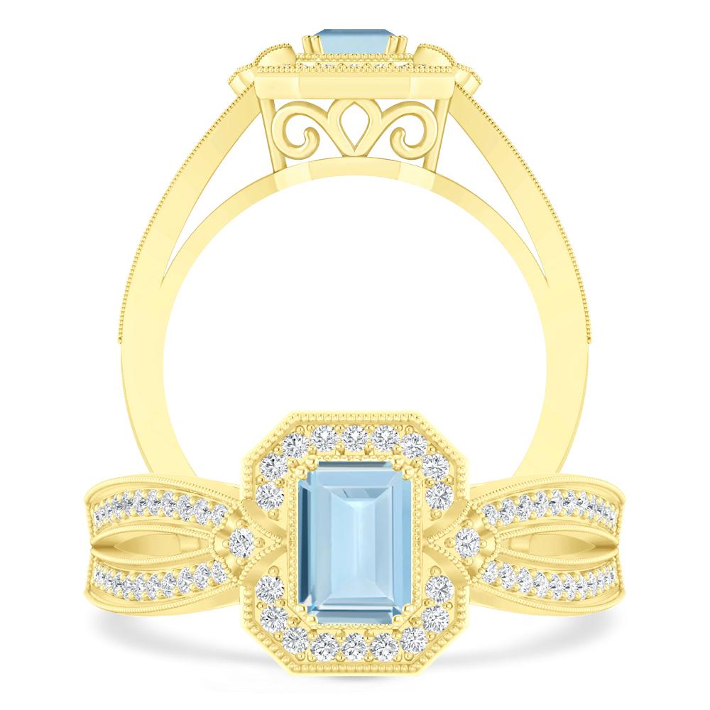 Yellow Gold - Aquamarine