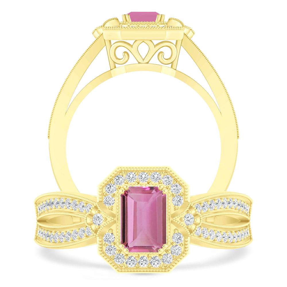Yellow Gold - Pink Tourmaline