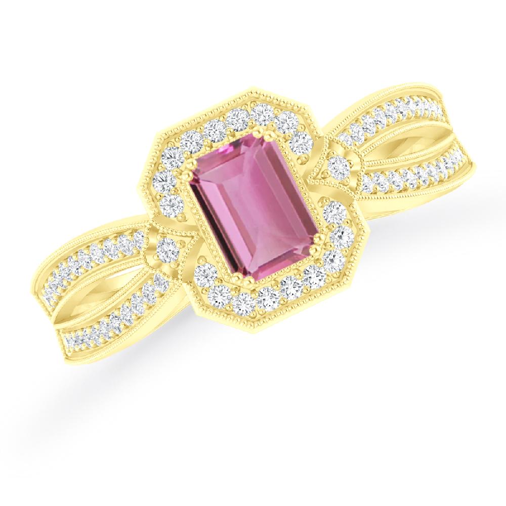 Yellow Gold - Pink Tourmaline