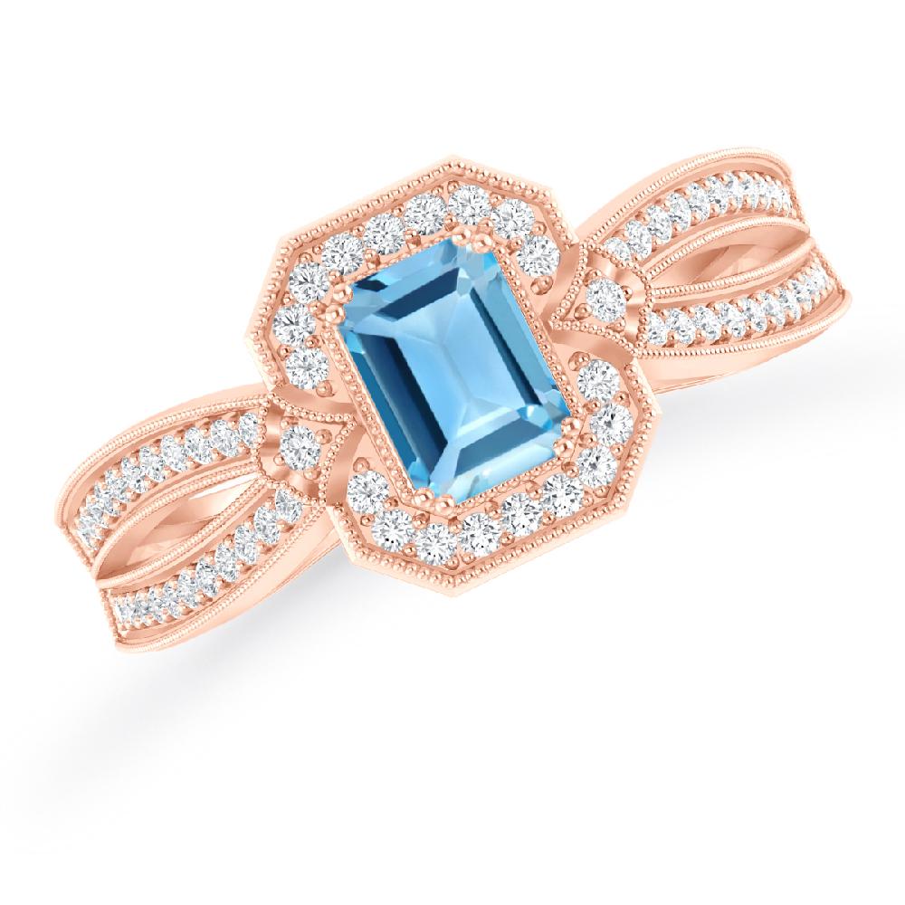 Rose Gold - Blue Topaz