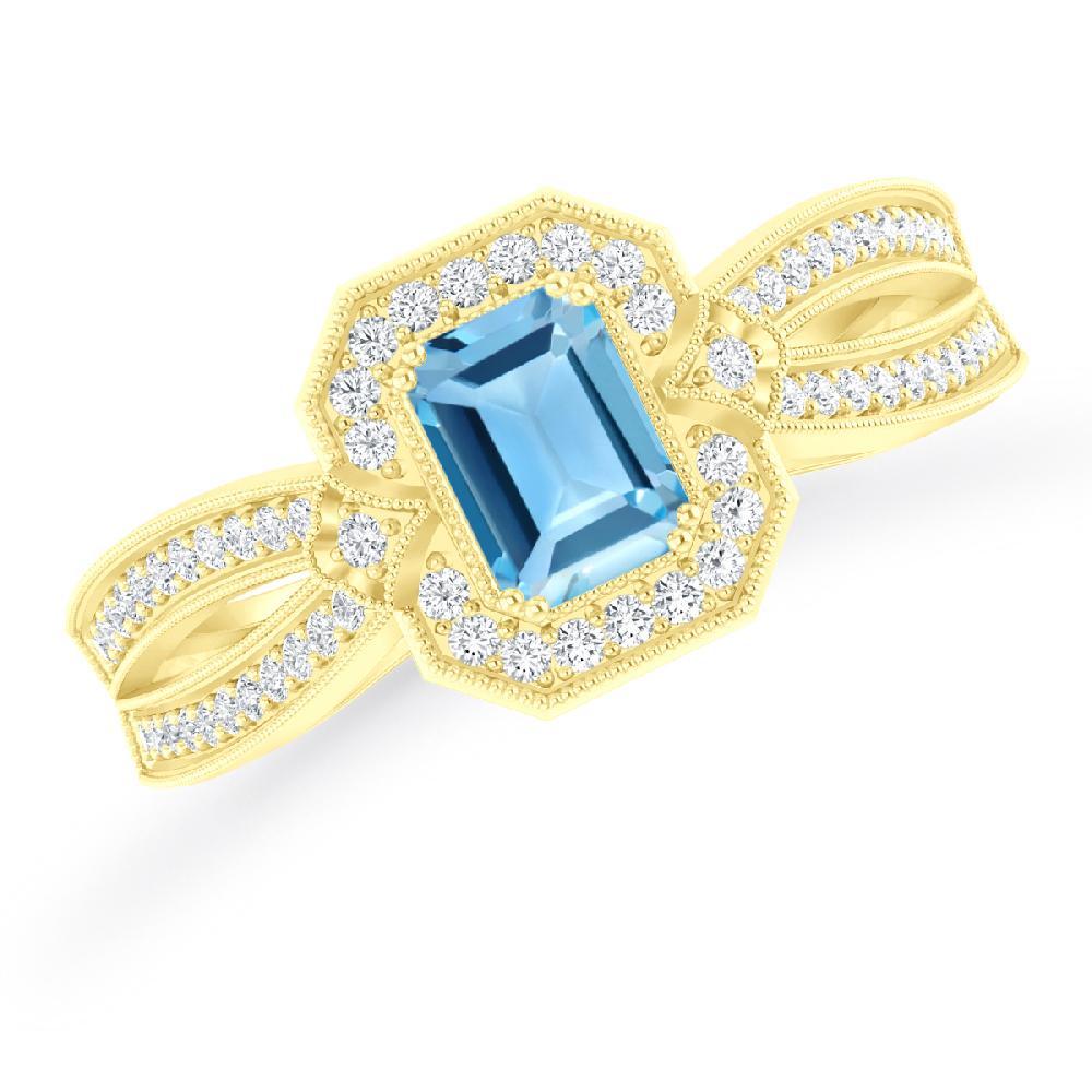 Yellow Gold - Blue Topaz