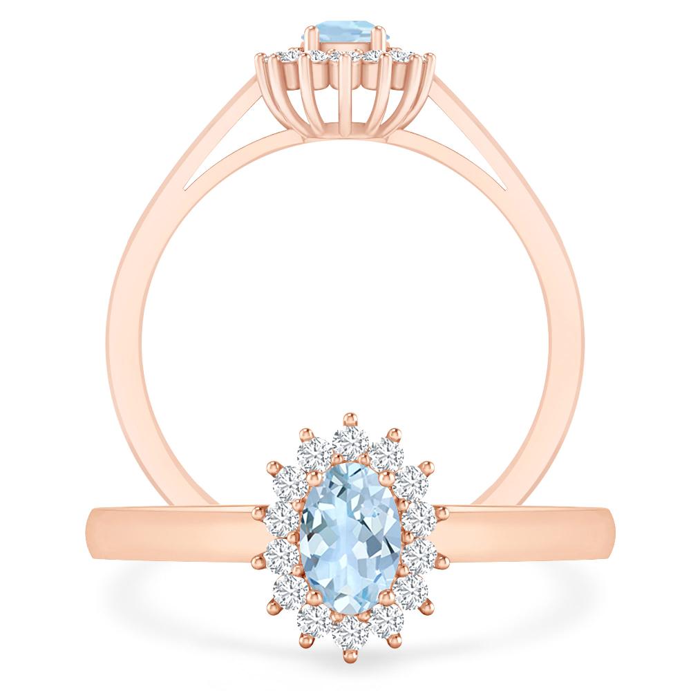 Rose Gold - Aquamarine