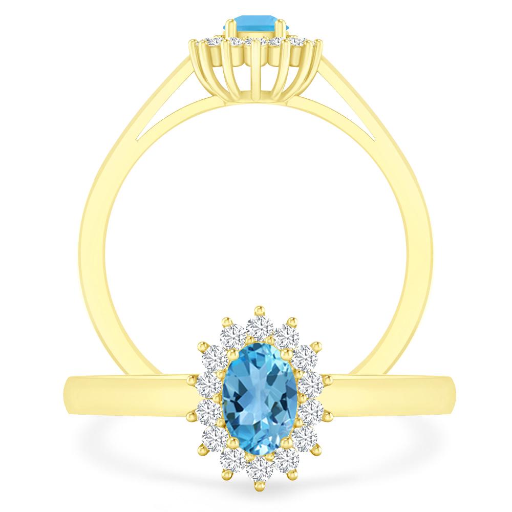 Yellow Gold - Blue Topaz