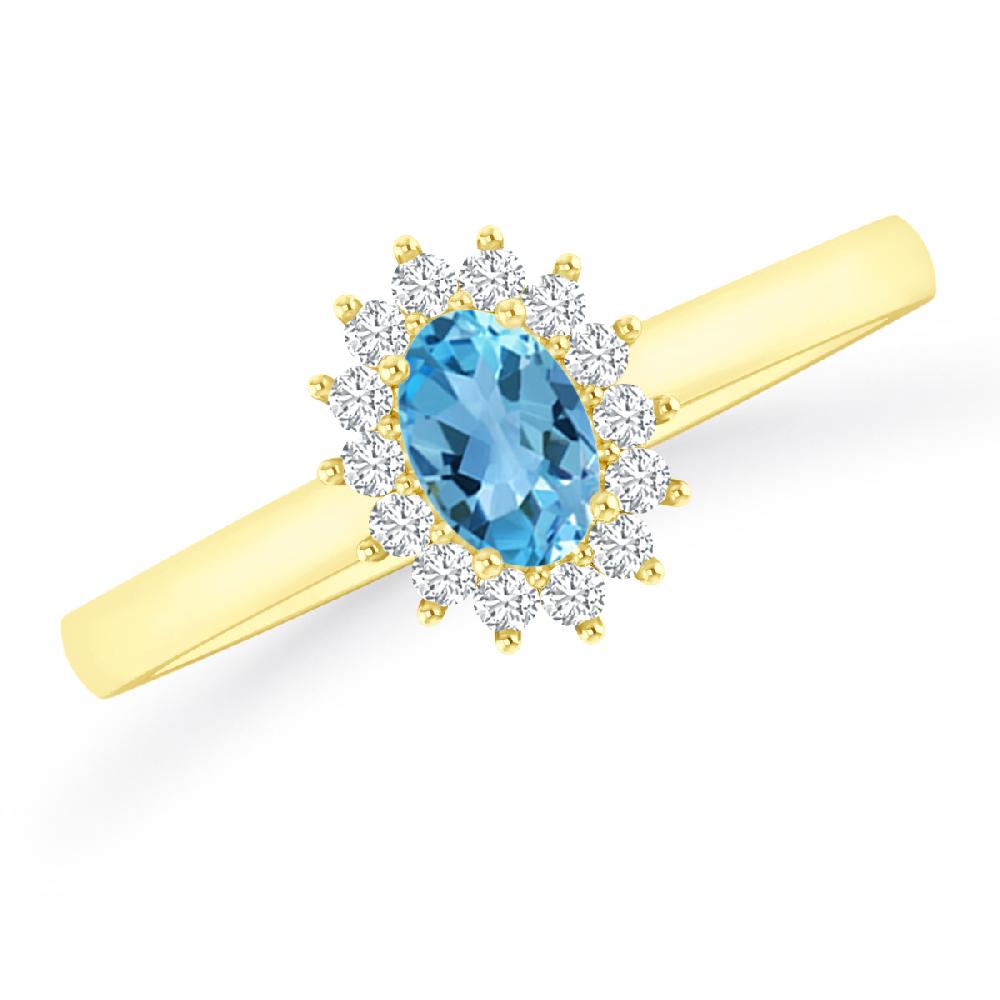 Yellow Gold - Blue Topaz