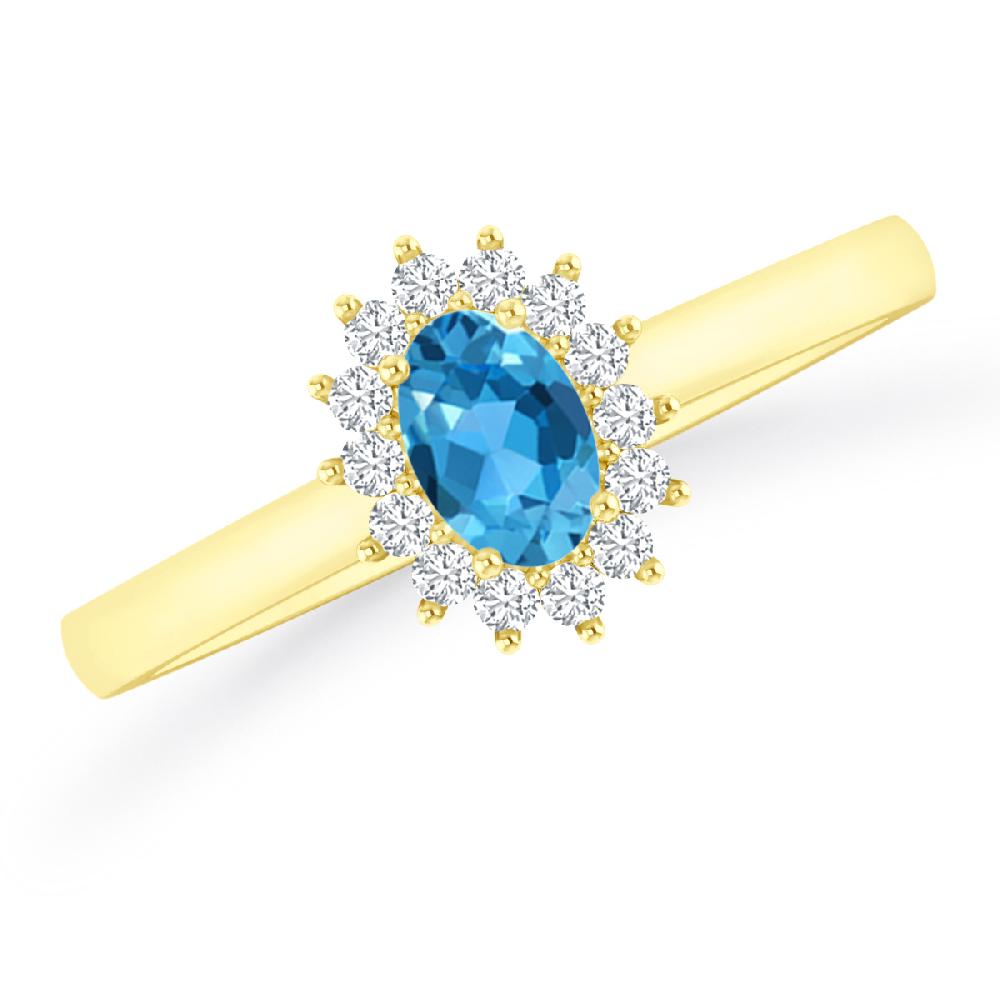 Yellow Gold - Blue Topaz