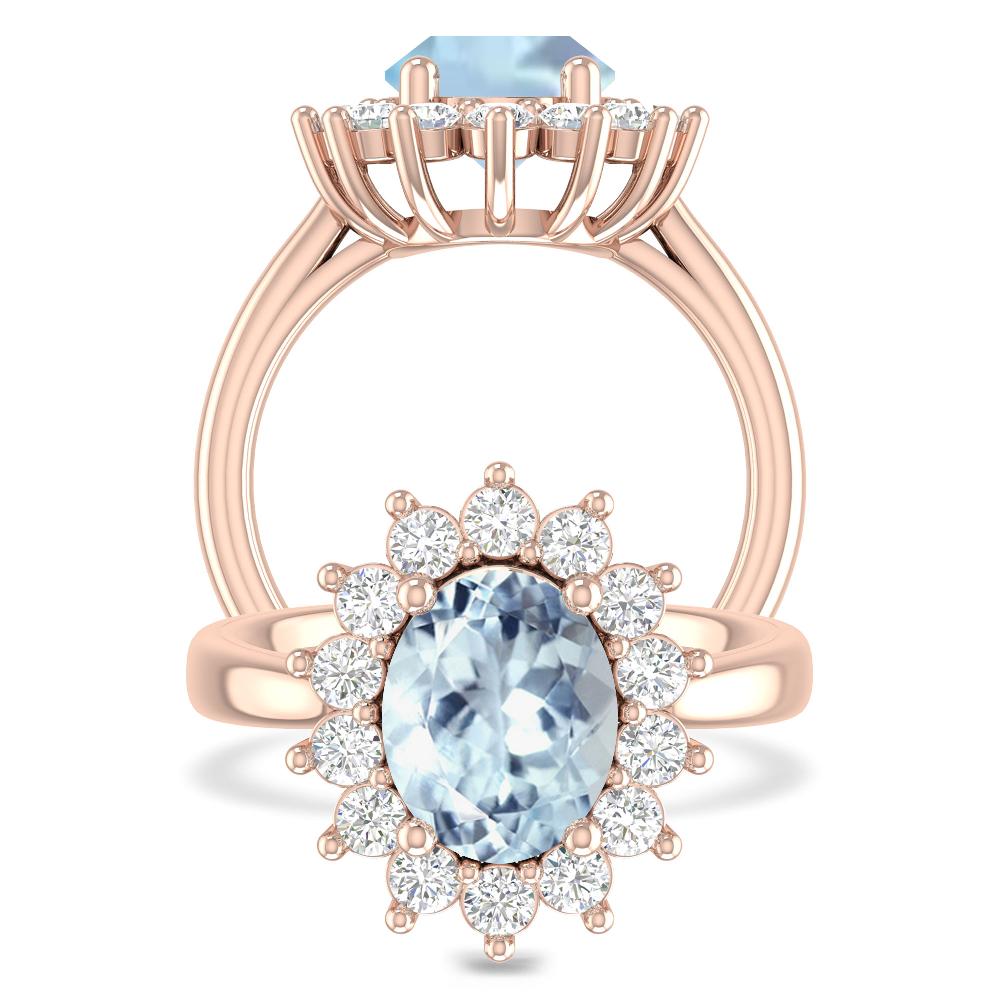 Rose Gold - Aquamarine