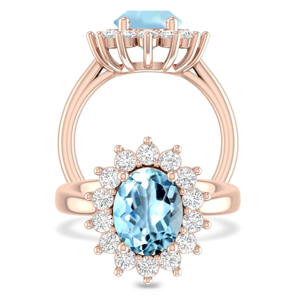 Rose Gold - Aquamarine