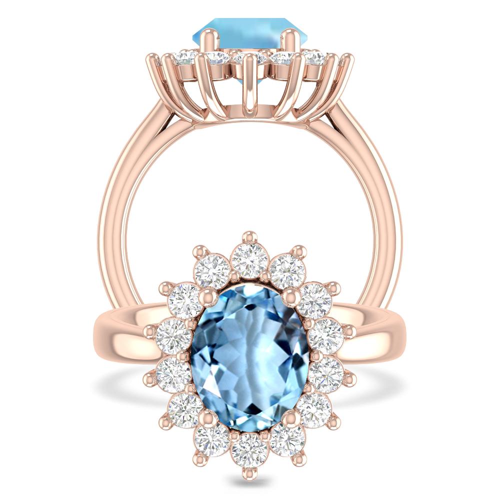Rose Gold - Aquamarine