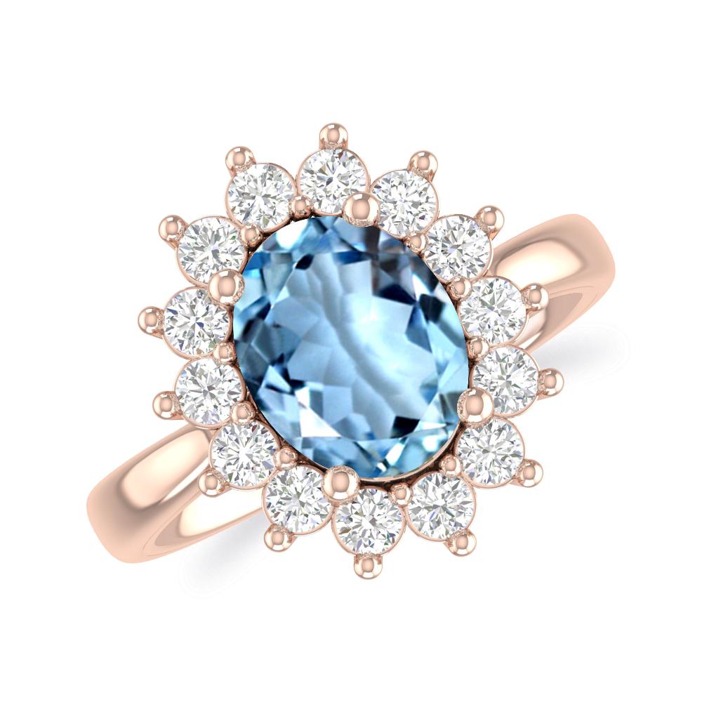 Rose Gold - Aquamarine