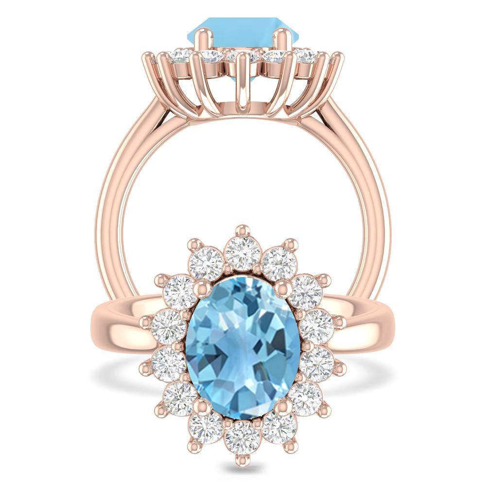 Rose Gold - Blue Topaz