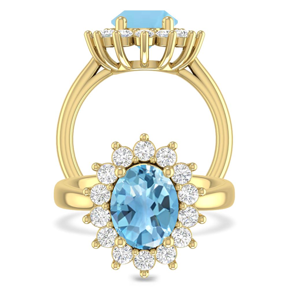 Yellow Gold - Blue Topaz