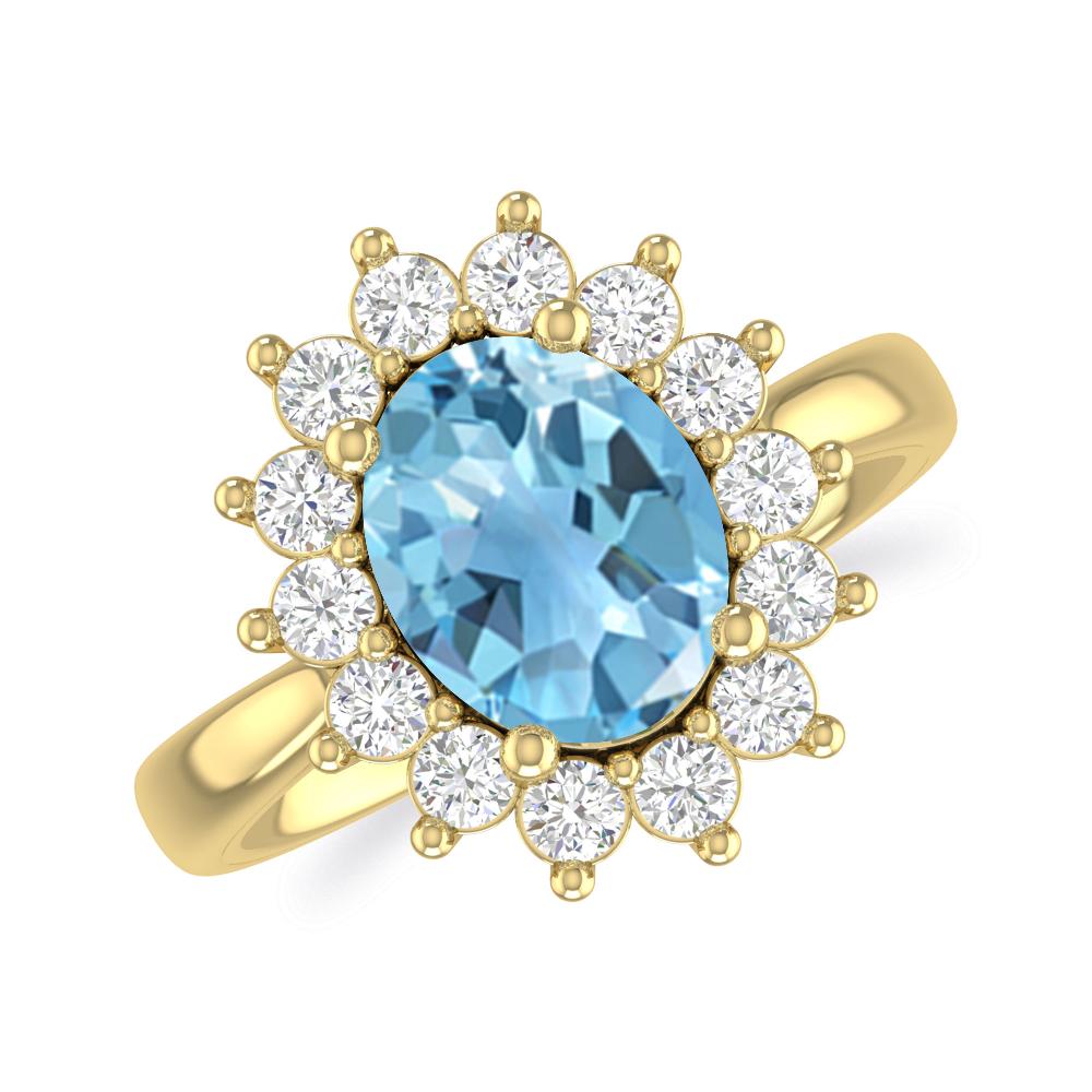 Yellow Gold - Blue Topaz