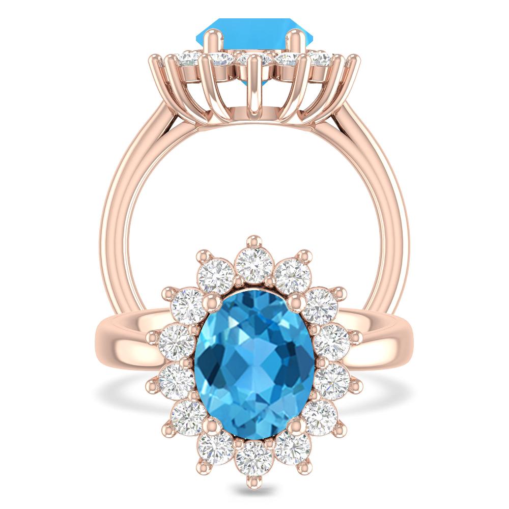 Rose Gold - Blue Topaz