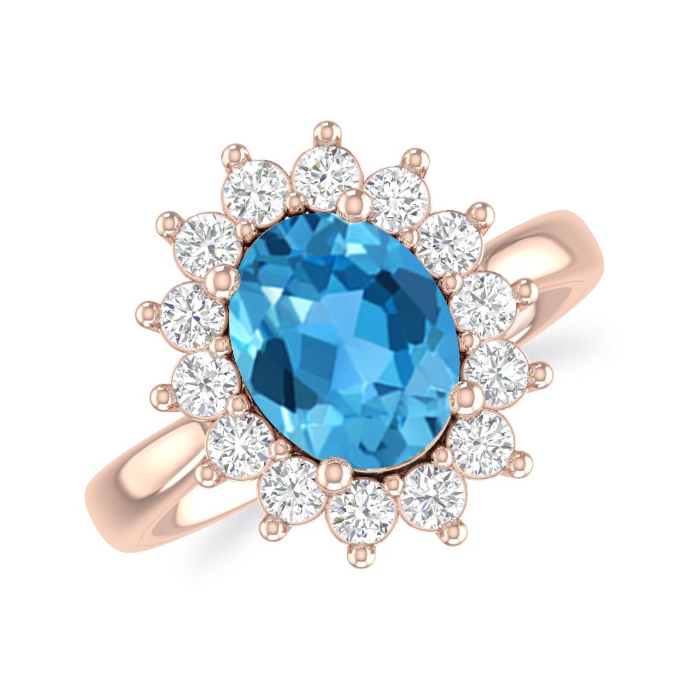 Rose Gold - Blue Topaz
