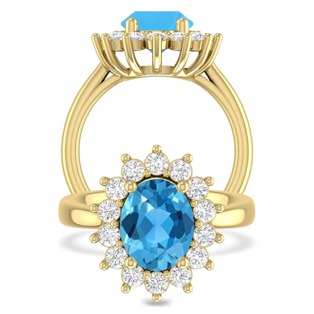 Yellow Gold - Blue Topaz