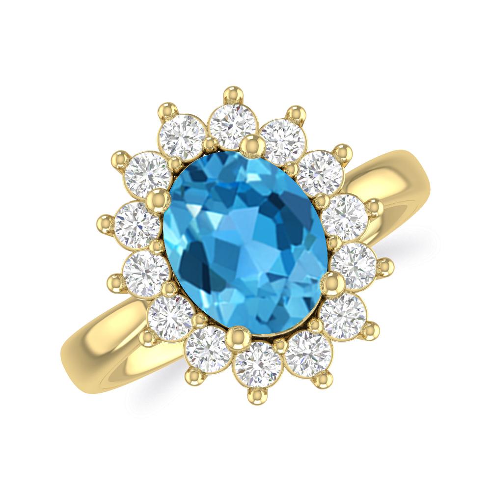 Yellow Gold - Blue Topaz