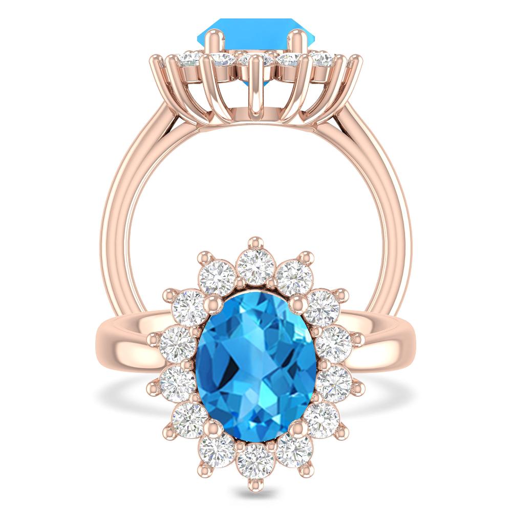 Rose Gold - Blue Topaz