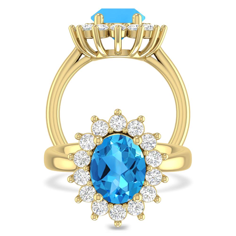 Yellow Gold - Blue Topaz