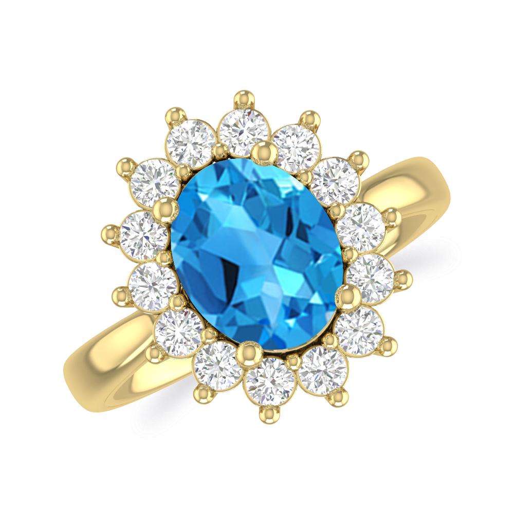 Yellow Gold - Blue Topaz