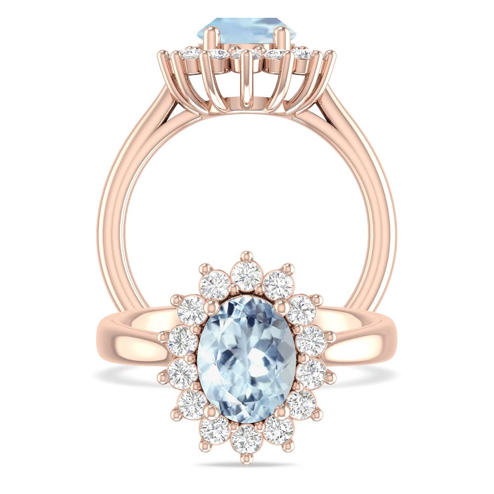 Rose Gold - Aquamarine