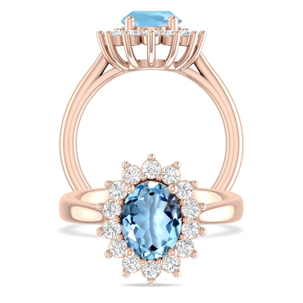 Rose Gold - Aquamarine